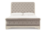 Realyn Chipped White Queen Sleigh Bed -  Ashley - Luna Furniture