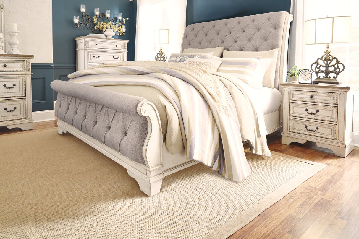 Realyn Chipped White California King Sleigh Bed -  Ashley - Luna Furniture