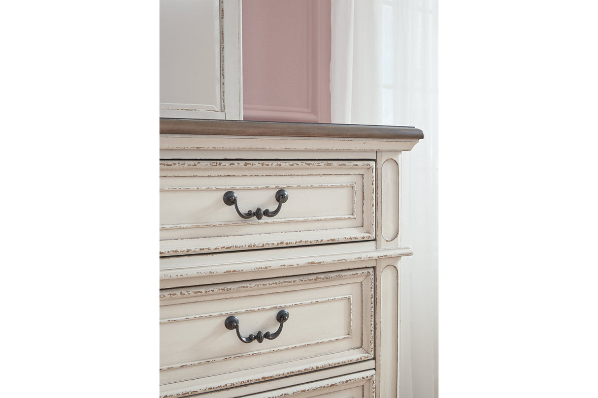 Realyn Chipped White Dresser and Mirror -  Ashley - Luna Furniture