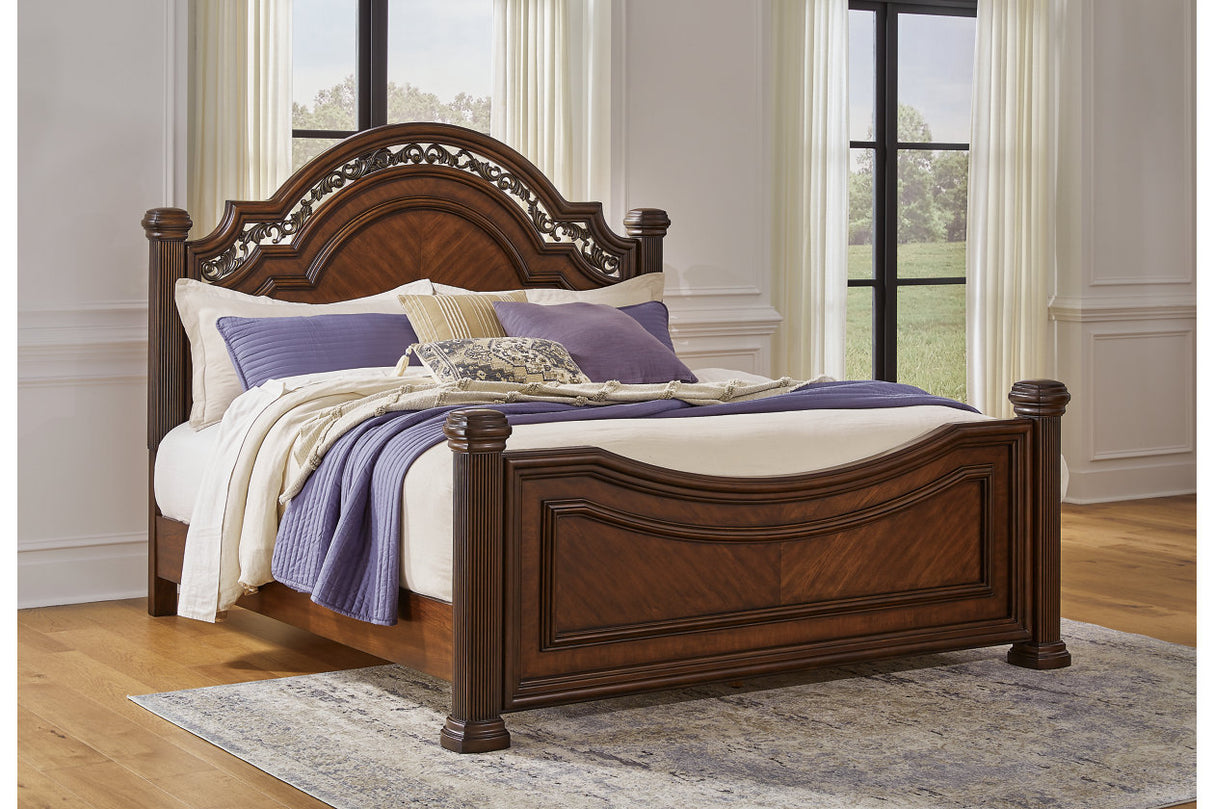 Lavinton Brown King Poster Bed -  Ashley - Luna Furniture