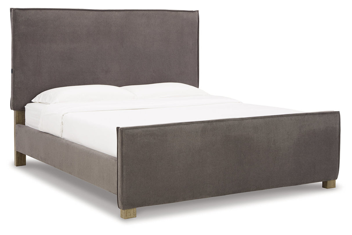 Krystanza Weathered Gray Queen Upholstered Panel Bed from Ashley - Luna Furniture