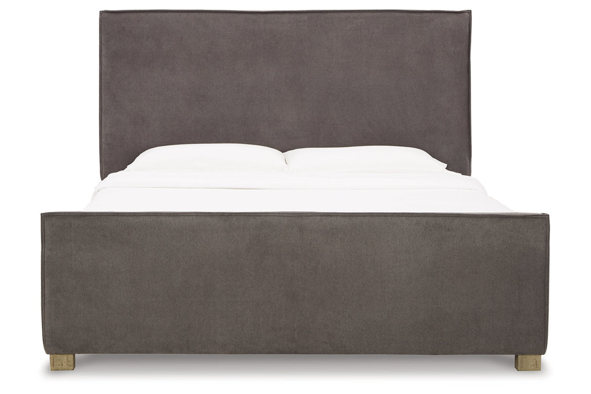 Krystanza Weathered Gray Queen Upholstered Panel Bed from Ashley - Luna Furniture