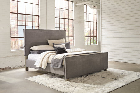 Krystanza Weathered Gray Queen Upholstered Panel Bed from Ashley - Luna Furniture