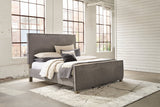 Krystanza Weathered Gray King Upholstered Panel Bed from Ashley - Luna Furniture