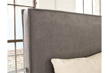 Krystanza Weathered Gray King Upholstered Panel Bed from Ashley - Luna Furniture