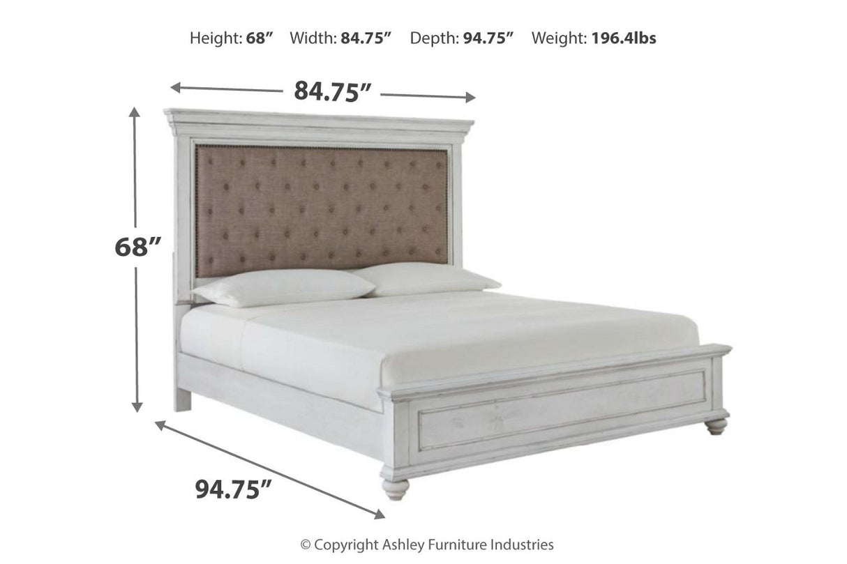 Kanwyn Whitewash California King Panel Bed -  Ashley - Luna Furniture