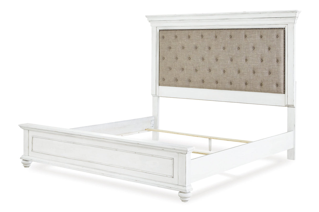 Kanwyn Whitewash California King Panel Bed -  Ashley - Luna Furniture