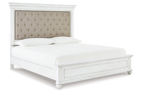 Kanwyn Whitewash California King Panel Bed -  Ashley - Luna Furniture