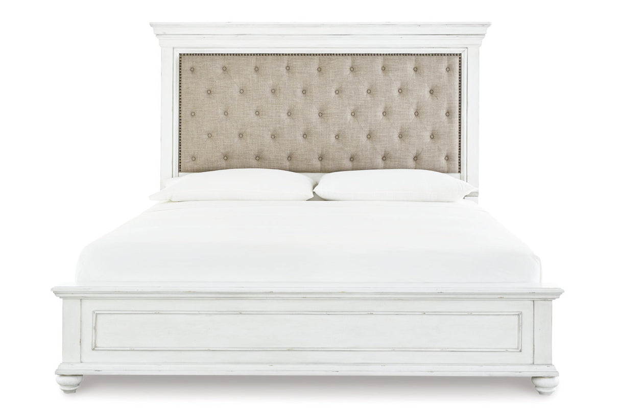 Kanwyn Whitewash California King Panel Bed -  Ashley - Luna Furniture