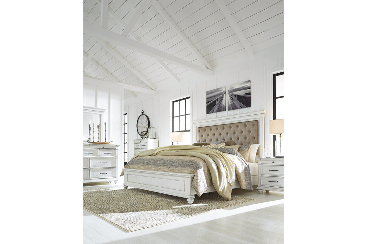 Kanwyn Whitewash California King Panel Bed -  Ashley - Luna Furniture