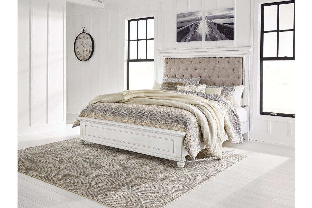 Kanwyn Whitewash California King Panel Bed -  Ashley - Luna Furniture