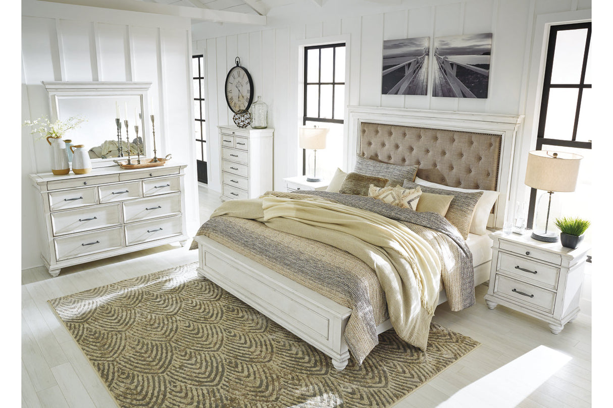 Kanwyn Whitewash California King Panel Bed -  Ashley - Luna Furniture