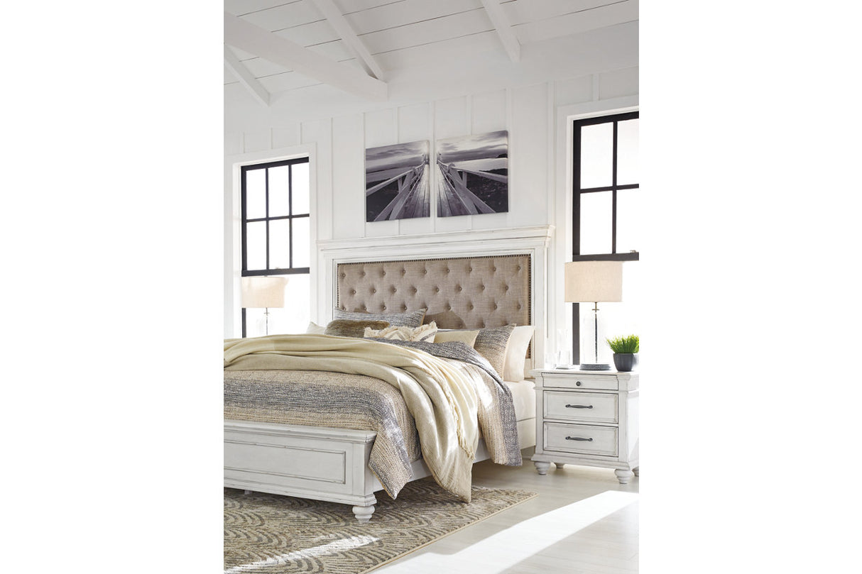 Kanwyn Whitewash California King Panel Bed -  Ashley - Luna Furniture