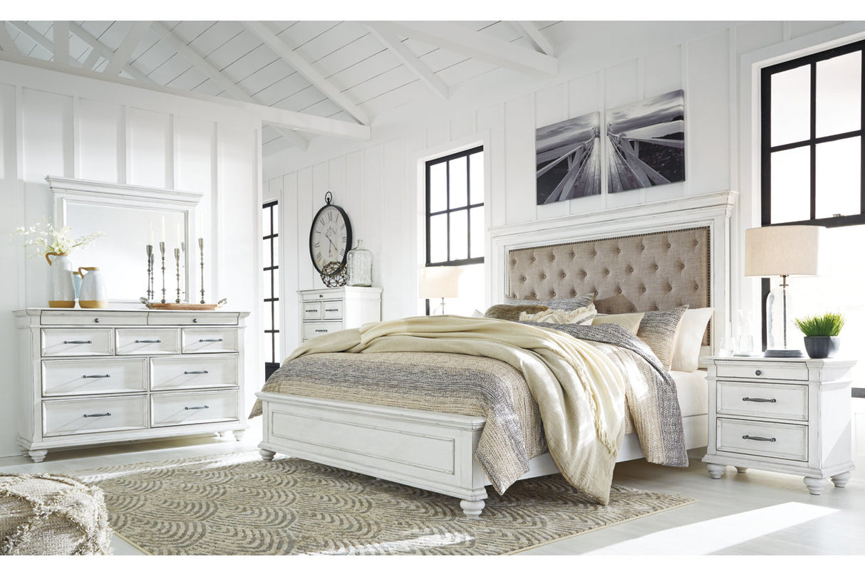 Kanwyn Whitewash California King Panel Bed -  Ashley - Luna Furniture