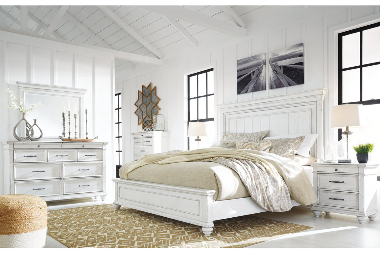 Kanwyn Whitewash California King Panel Bed -  Ashley - Luna Furniture