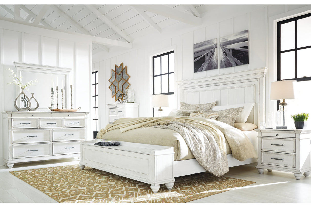 Kanwyn Whitewash California King Panel Bed -  Ashley - Luna Furniture