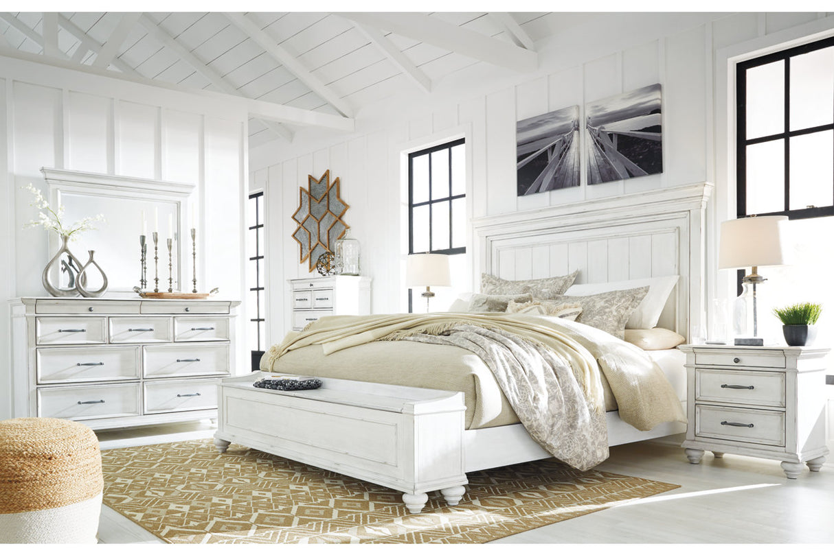 Kanwyn Whitewash California King Panel Bed -  Ashley - Luna Furniture