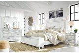 Kanwyn Whitewash California King Panel Bed with Storage Bench -  Ashley - Luna Furniture