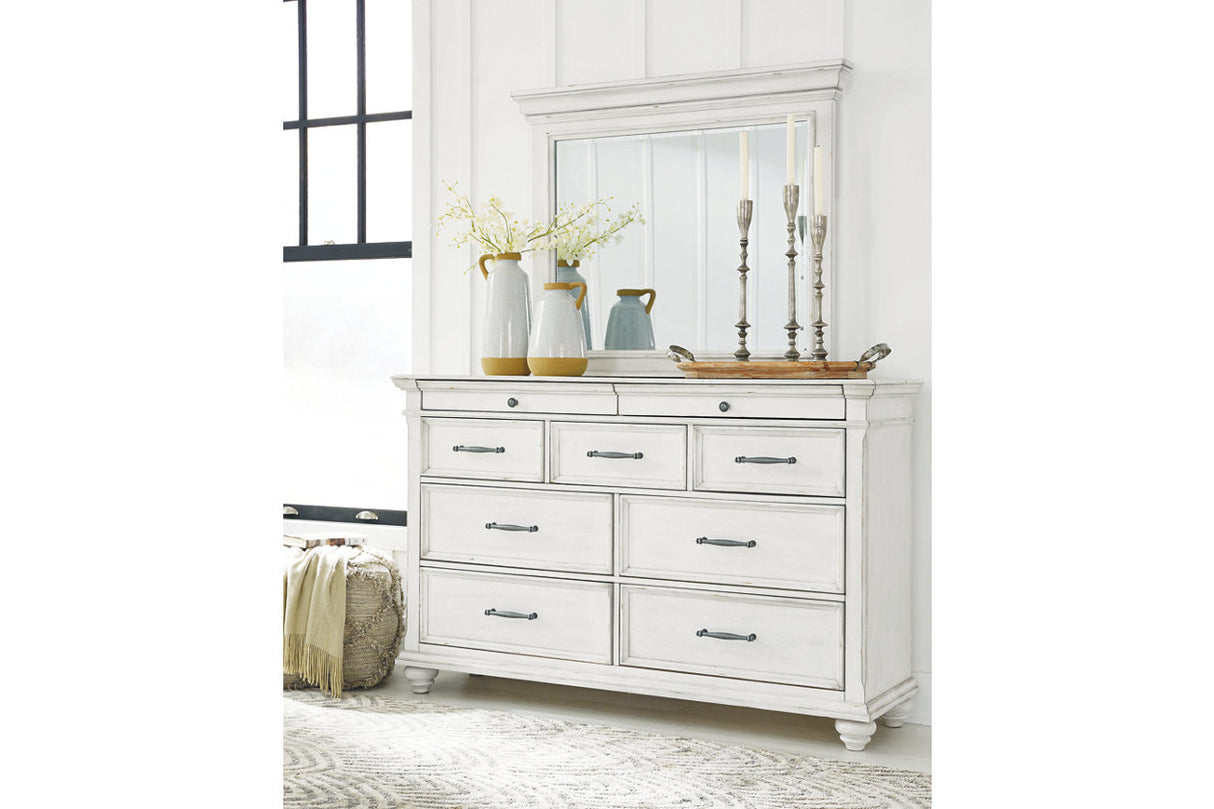 Kanwyn Whitewash Dresser and Mirror -  Ashley - Luna Furniture