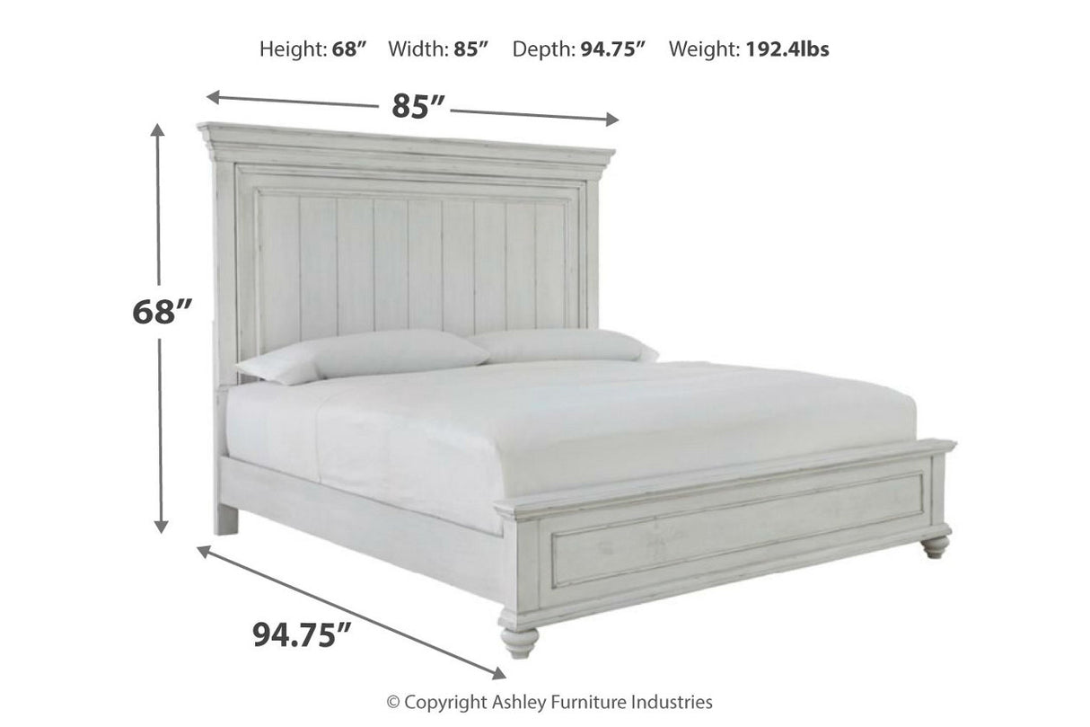 Kanwyn Whitewash California King Panel Bed -  Ashley - Luna Furniture