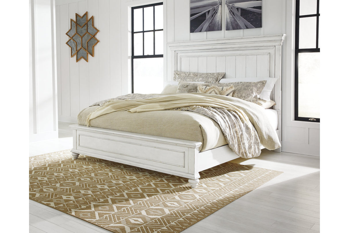 Kanwyn Whitewash California King Panel Bed -  Ashley - Luna Furniture