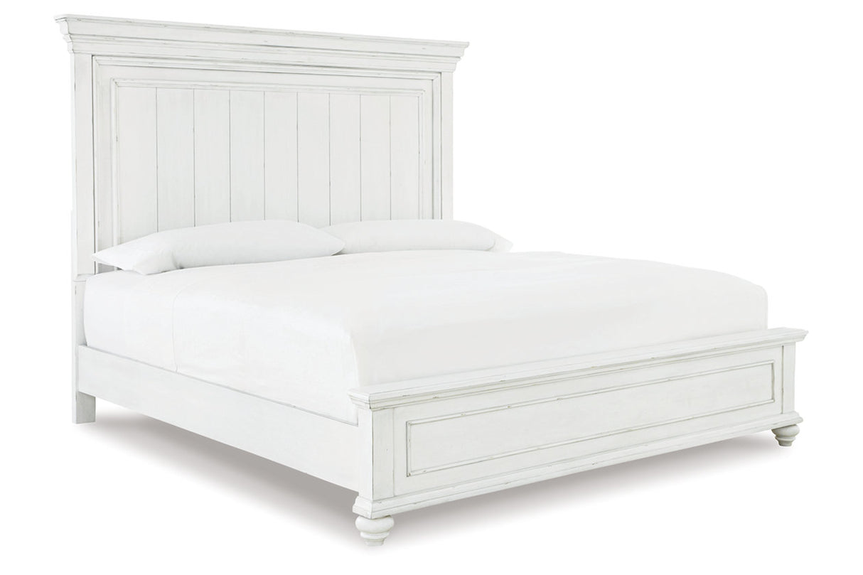 Kanwyn Whitewash California King Panel Bed -  Ashley - Luna Furniture