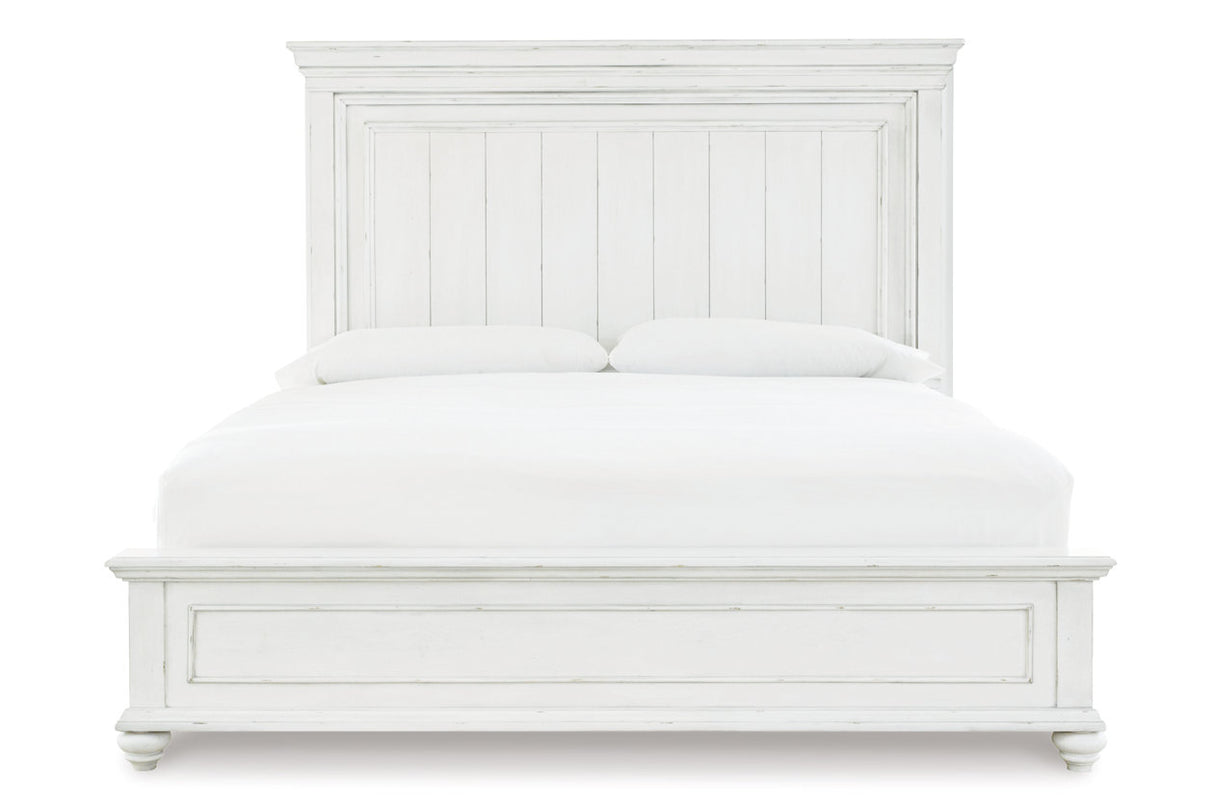 Kanwyn Whitewash California King Panel Bed -  Ashley - Luna Furniture