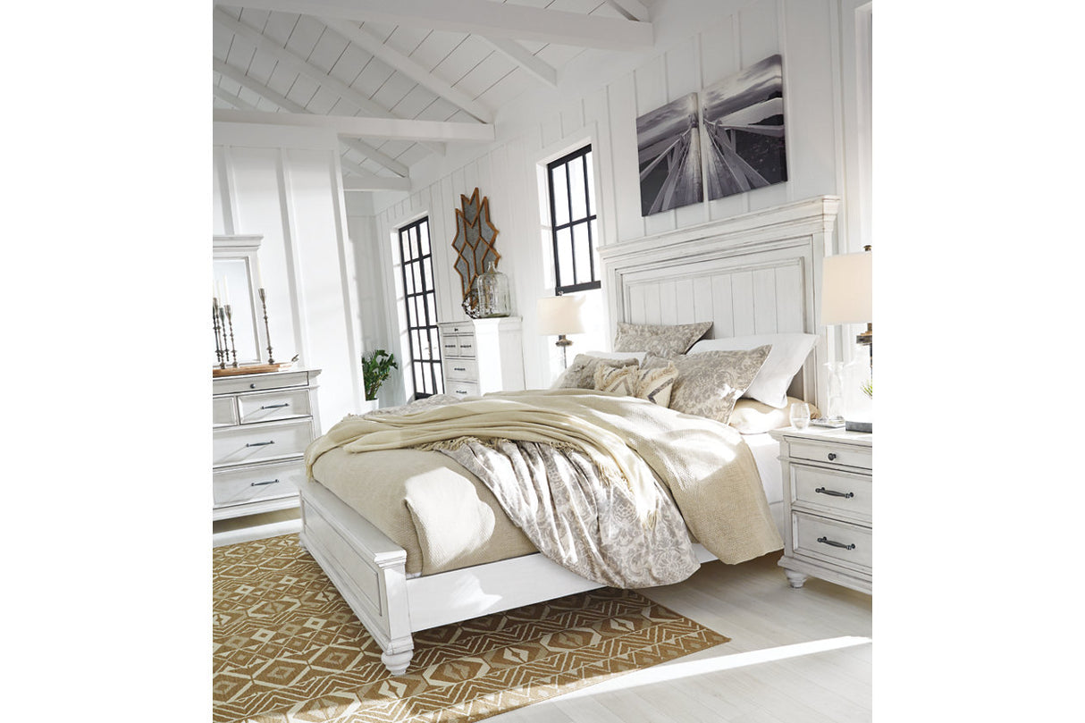 Kanwyn Whitewash California King Panel Bed -  Ashley - Luna Furniture