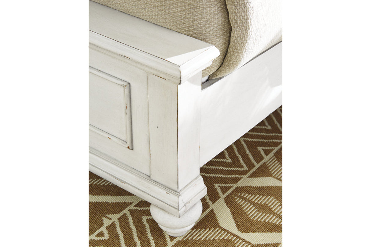 Kanwyn Whitewash California King Panel Bed with Storage Bench -  Ashley - Luna Furniture