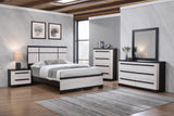 Remington Black/White Queen Panel Bed -  Crown Mark - Luna Furniture