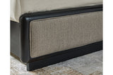 Rowanbeck Gray/Black King Upholstered Panel Bed -  Ashley - Luna Furniture