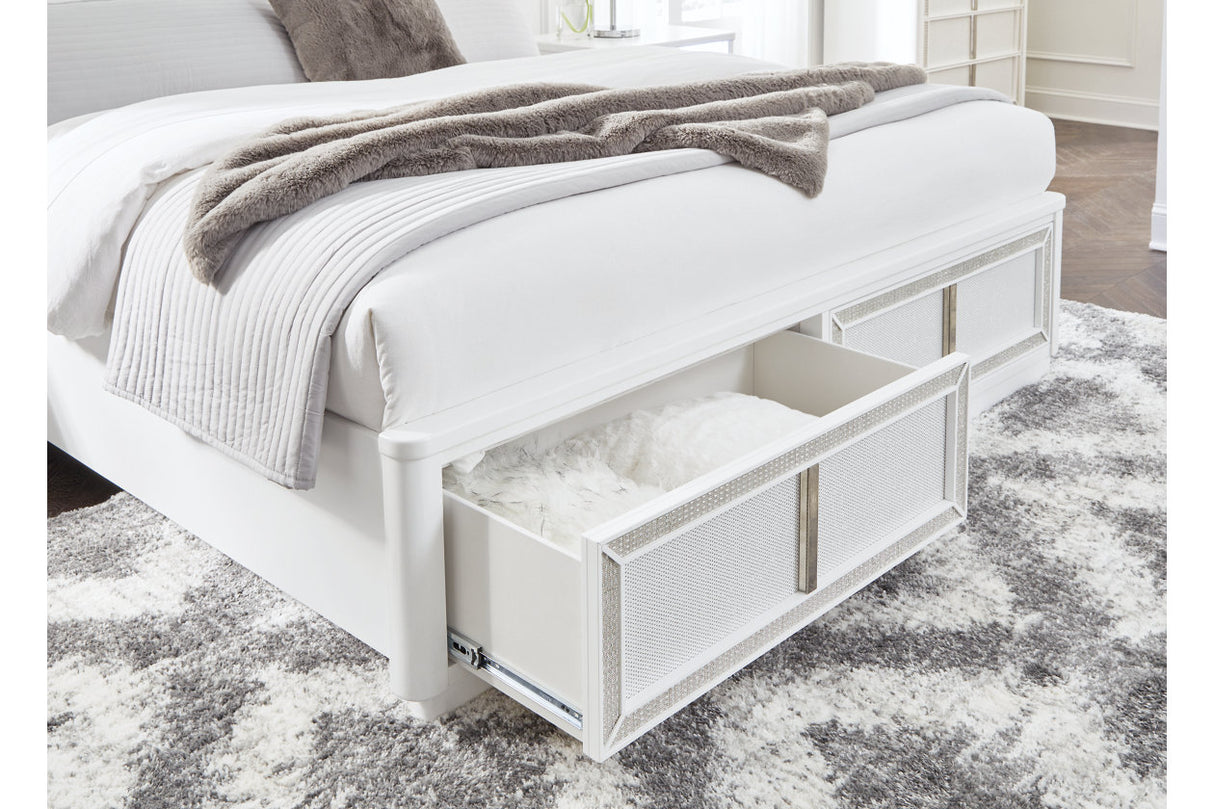 Chalanna White King Upholstered Storage Bed -  Ashley - Luna Furniture