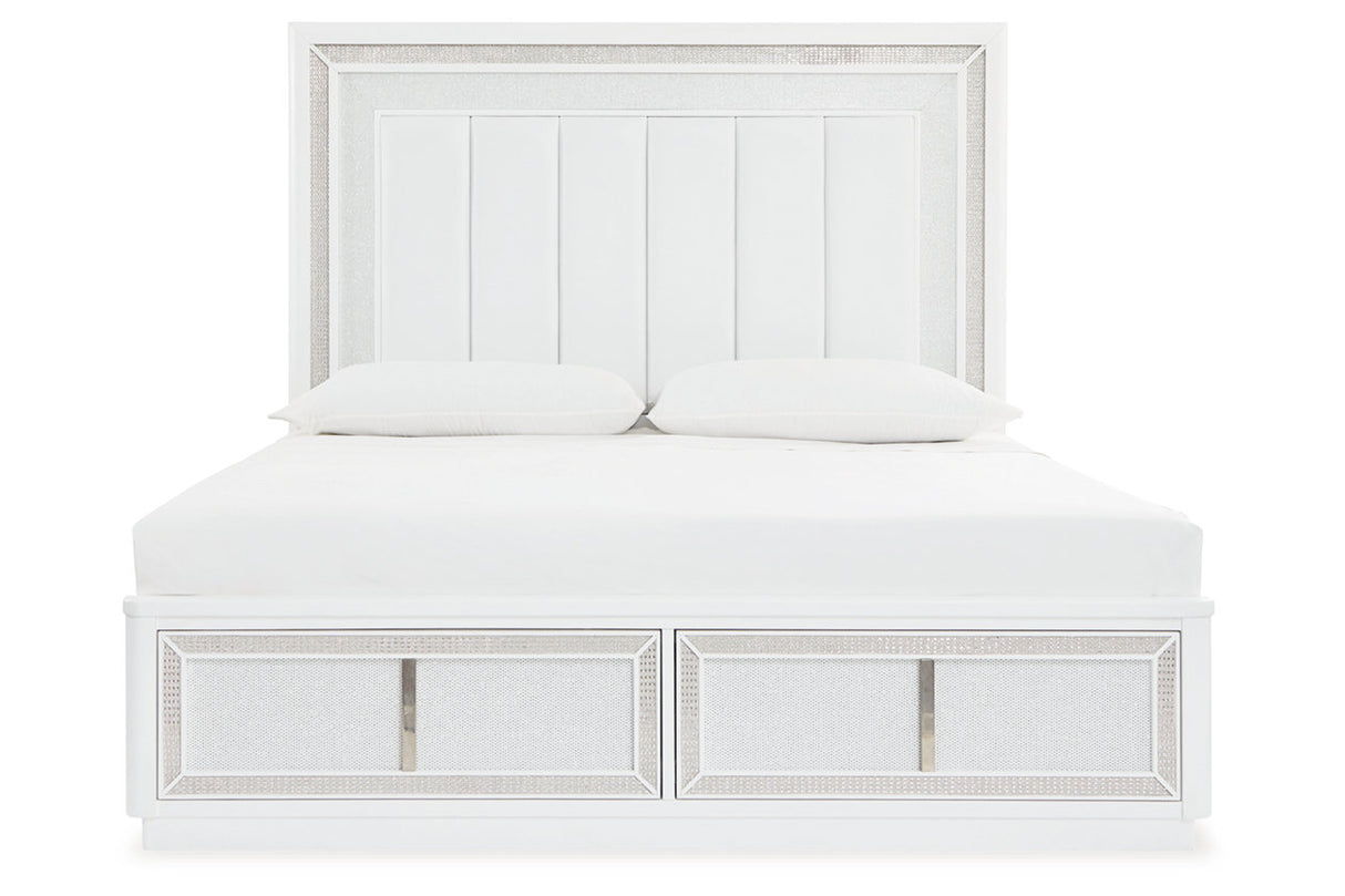 Chalanna White King Upholstered Storage Bed from Ashley - Luna Furniture