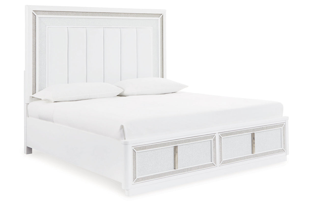 Chalanna White King Upholstered Storage Bed from Ashley - Luna Furniture