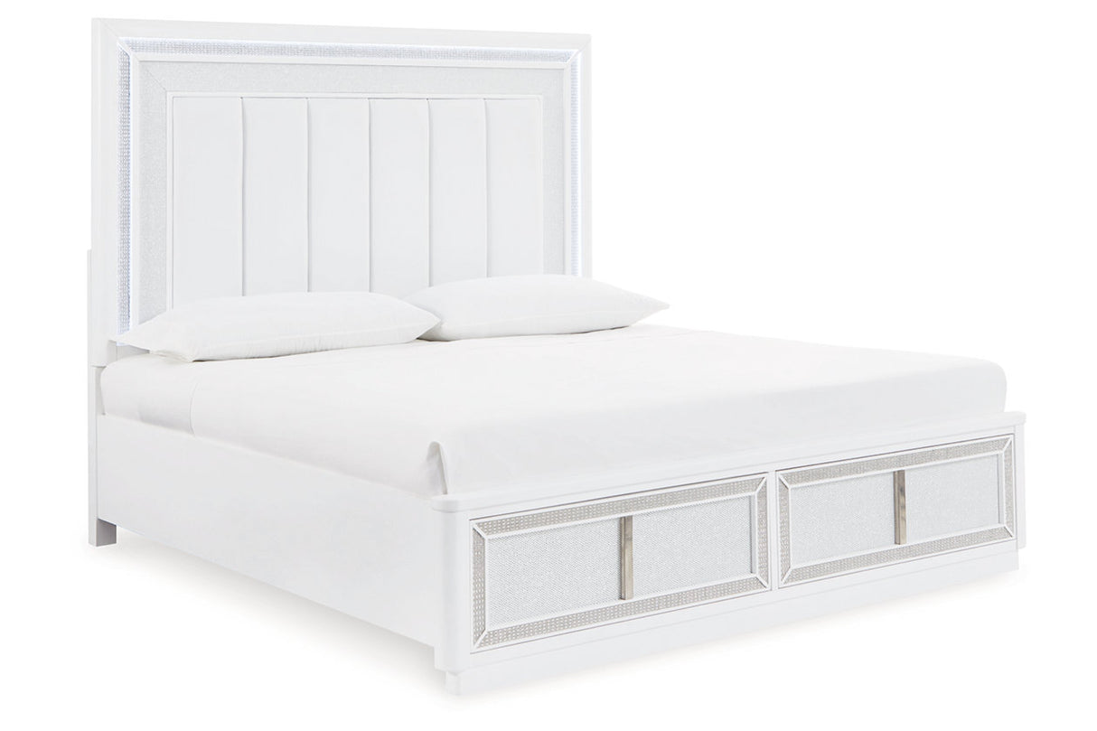 Chalanna White King Upholstered Storage Bed -  Ashley - Luna Furniture