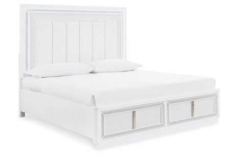 Chalanna White King Upholstered Storage Bed from Ashley - Luna Furniture