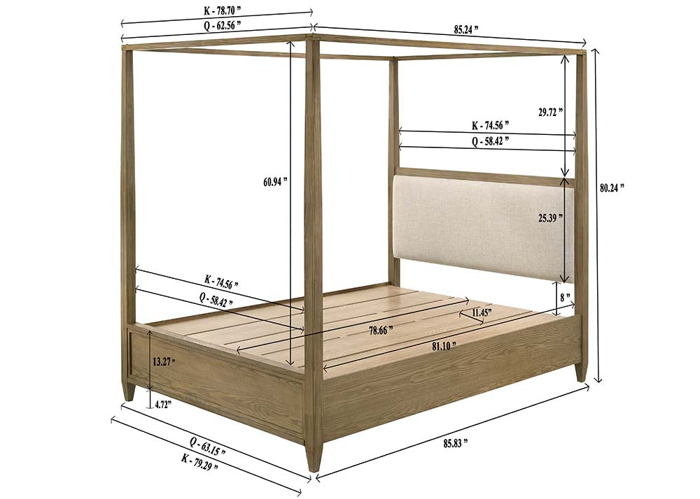 Sienna Rustic Natural Canopy Platform Bedroom Set -  Crown Mark - Luna Furniture