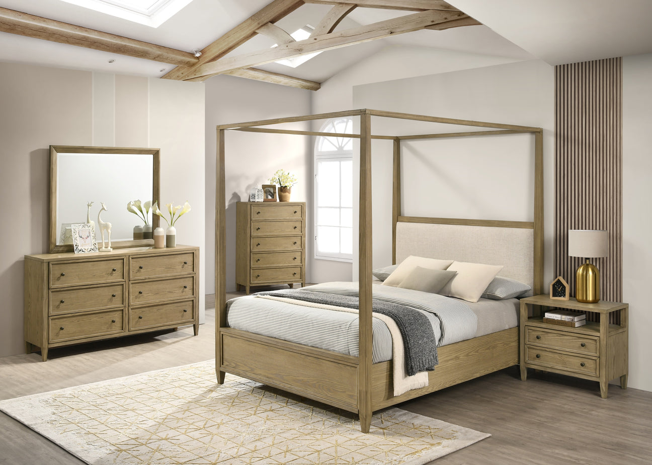 Sienna Rustic Natural Canopy Platform Bedroom Set from Crown Mark - Luna Furniture