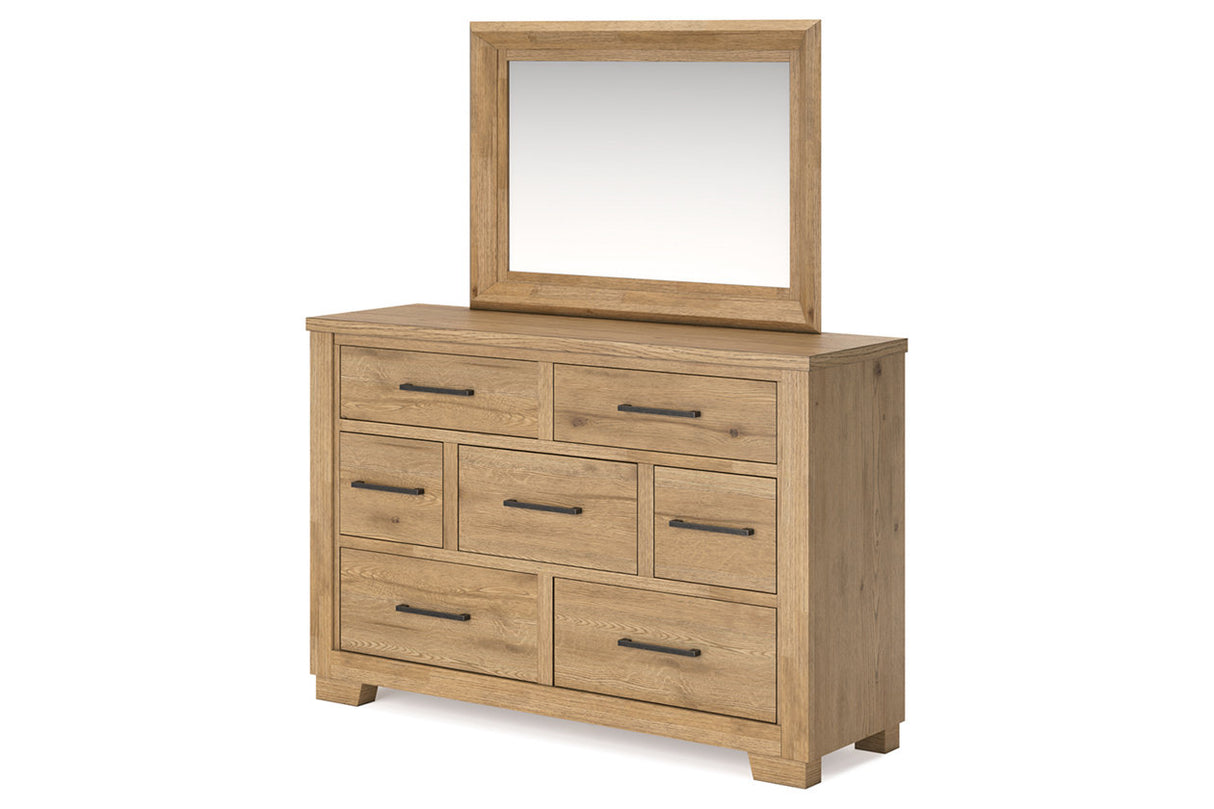 Galliden Light Brown Dresser and Mirror -  Ashley - Luna Furniture