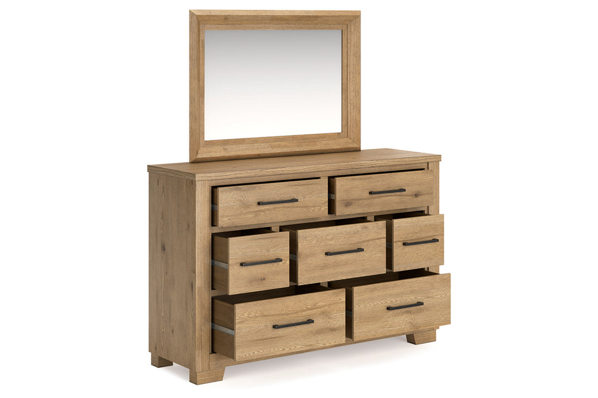 Galliden Light Brown Dresser and Mirror -  Ashley - Luna Furniture