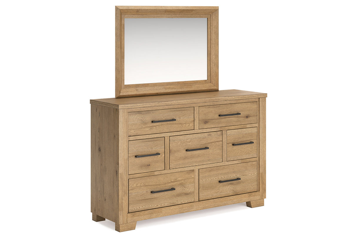 Galliden Light Brown Dresser and Mirror -  Ashley - Luna Furniture