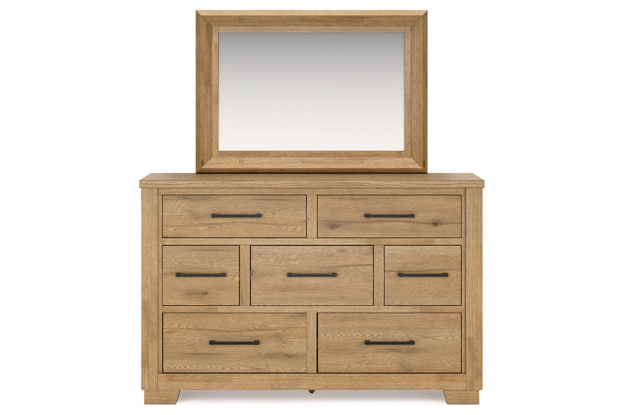 Galliden Light Brown Dresser and Mirror -  Ashley - Luna Furniture