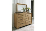 Galliden Light Brown Dresser and Mirror -  Ashley - Luna Furniture