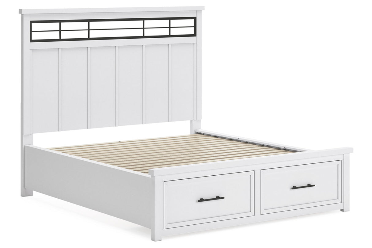 Ashbryn White/Natural California King Panel Storage Bed from Ashley - Luna Furniture