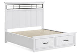 Ashbryn White/Natural California King Panel Storage Bed from Ashley - Luna Furniture