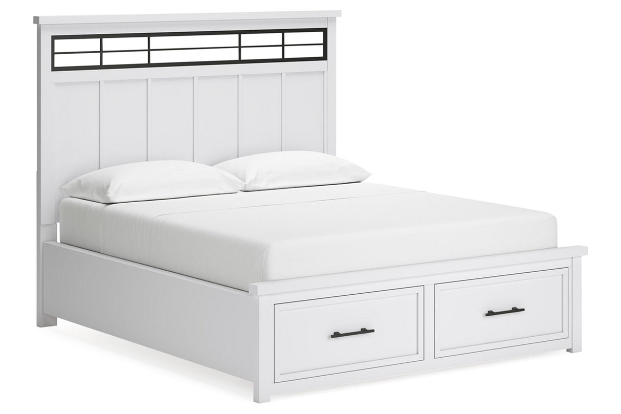 Ashbryn White/Natural California King Panel Storage Bed from Ashley - Luna Furniture