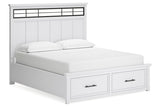 Ashbryn White/Natural California King Panel Storage Bed from Ashley - Luna Furniture