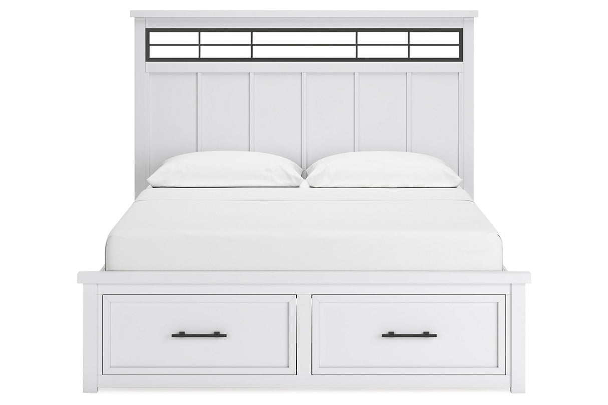 Ashbryn White/Natural California King Panel Storage Bed from Ashley - Luna Furniture