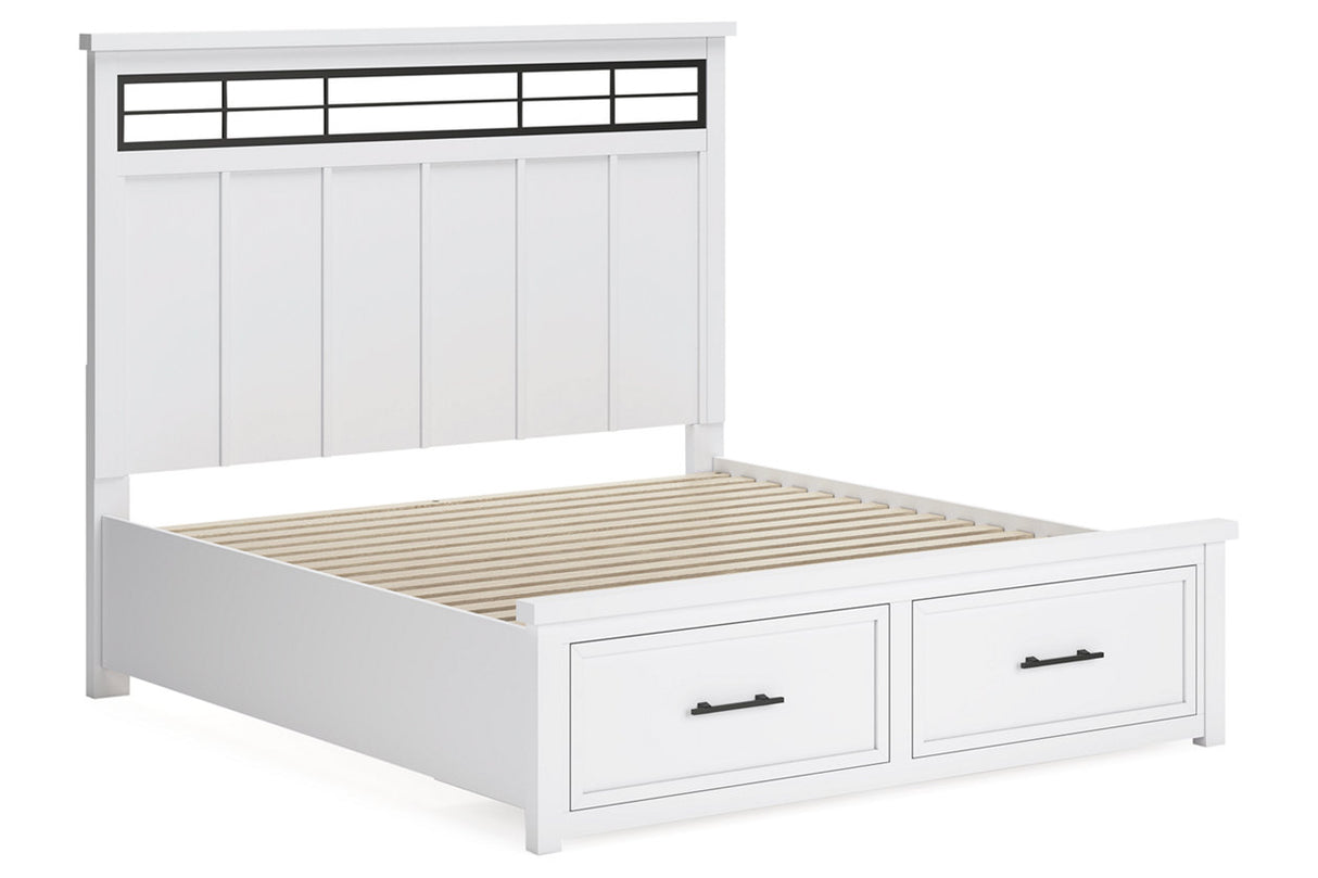 Ashbryn White/Natural King Panel Storage Bed from Ashley - Luna Furniture