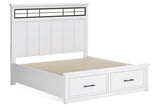 Ashbryn White/Natural King Panel Storage Bed from Ashley - Luna Furniture